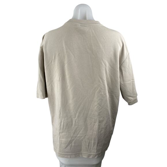 Uniqlo Airism Womens Beige Short Sleeve Crew Neck Basic Tee T-Shirt Top Size L - Picture 2 of 4